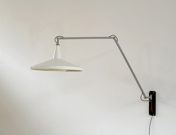 Wim Rietveld White Panama industrial swing lamp